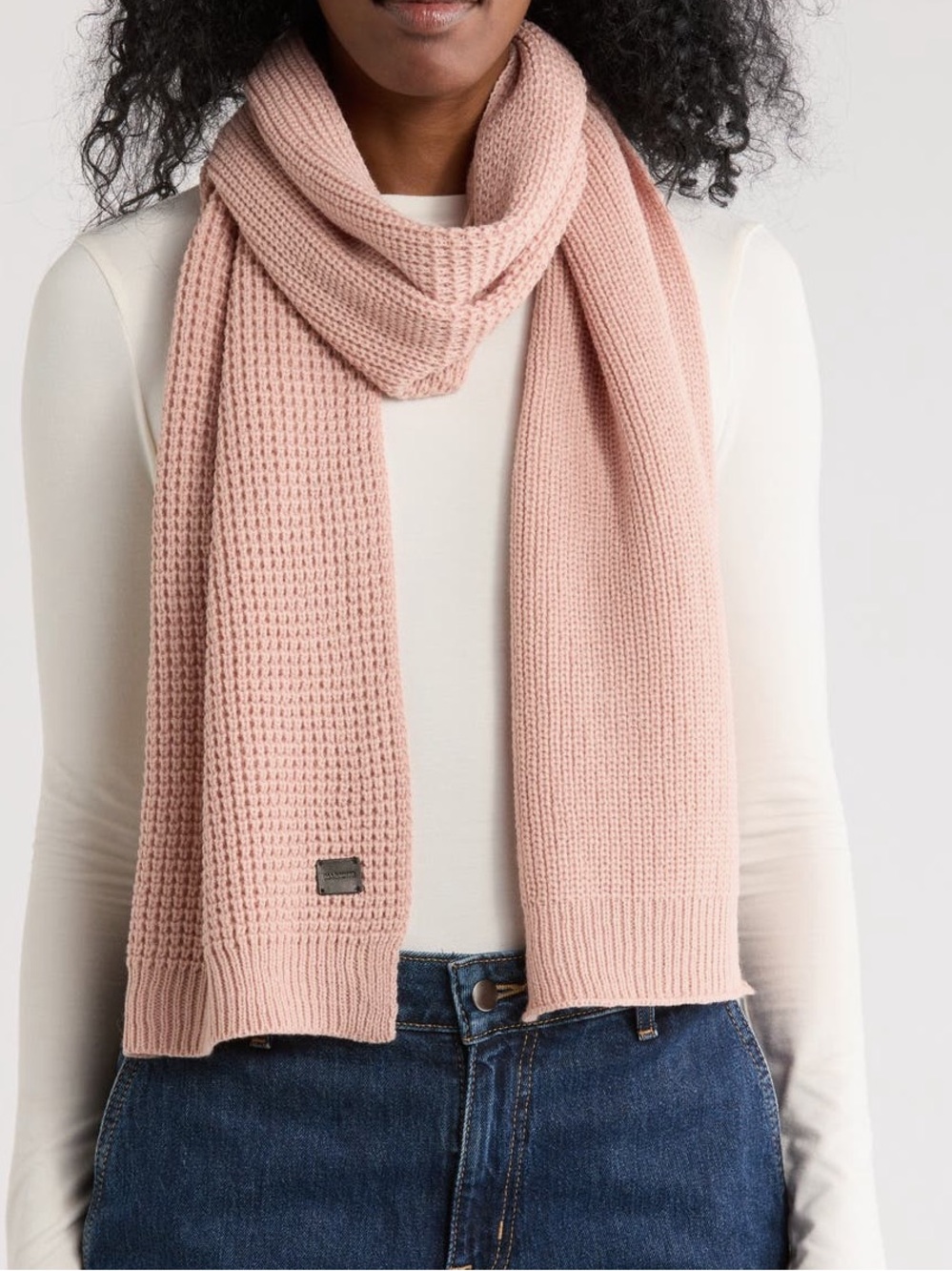 AllSaints Angled Stitch Scarf Misty Rose Pink Knit Oversized NWT Soft Minimalist